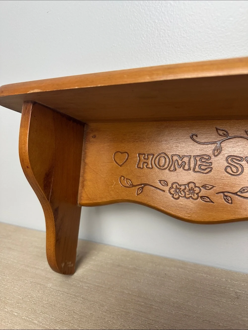 Home Sweet Home Wall Shelf - Brown Wooden Accent